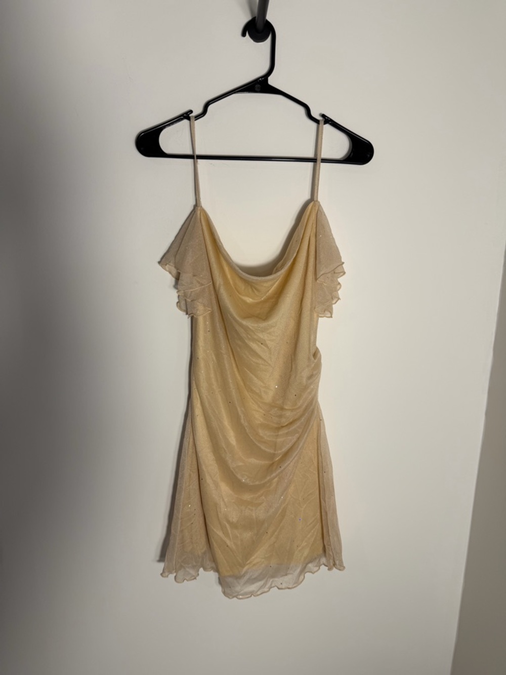 Sheer Gold Spaghetti Strap Slip Dress